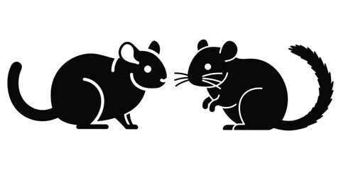 chinchilla silhouette pets vector icon set
