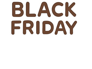 A bold flat vector illustration of the words “BLACK FRIDAY” in rounded brown letters, designed in a clean minimal style for sale, marketing, and shopping promotions.