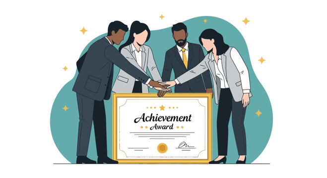 Teamwork Embraces Achievement Award Celebrating Success and Collective Effort