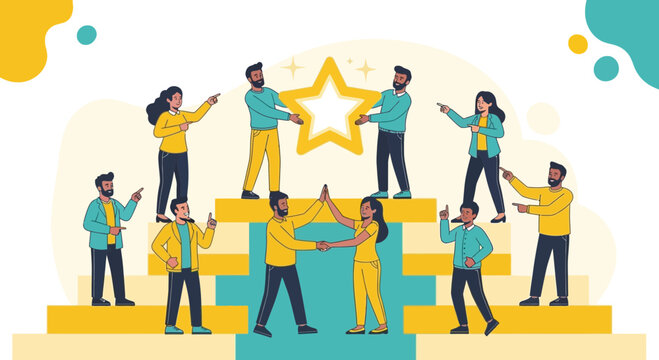 Teamwork Fosters Success And Achievement With Cooperative Effort And Celebration