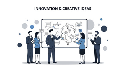 Teamwork and Innovation Presentation: Illustrative Concept with Creative Ideas and Strategies