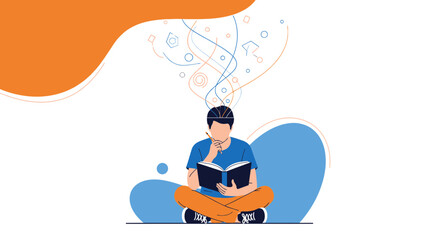 Obraz premium Thoughtful Person Reading a Book, Exploring Complex Ideas and Abstract Concepts