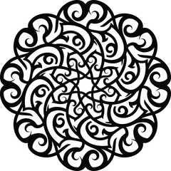 Fototapeta premium Vector bold tribal mandala inspired by Papuan traditional art, abstract decorative ornament