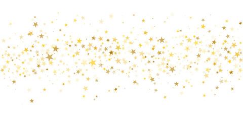 Gold stars vector background, sparkling Christmas confetti falling isolated on white. magic shining flying stars glitter backdrop, sparkle border