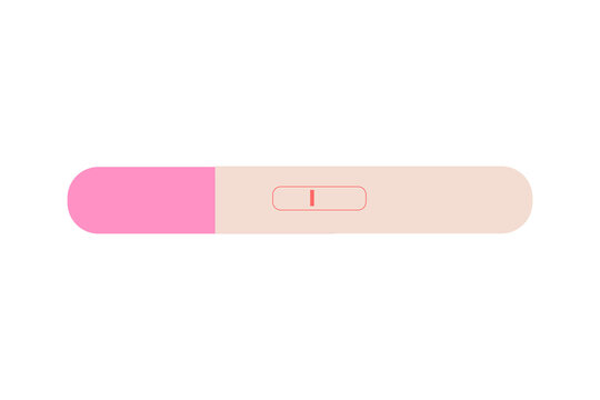 Pregnancy test showing negative result with one pink line. Medical diagnostic stick with pink cap and beige body for healthcare, fertility, maternity, and women's health designs. Isolated PNG