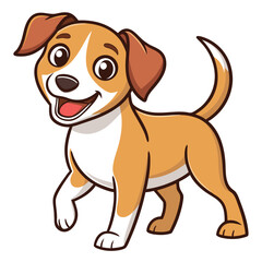 Fototapeta premium Happy cartoon puppy walking cute illustration of a dog great for childrens books and educational materials