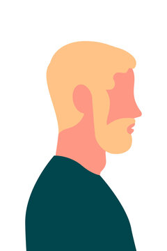 Side-profile vector portrait of a white man with blonde hair, mustache, and beard. Flat design, isolated on white, perfect for avatars, character design, editorial, and web projects. High-res PNG
