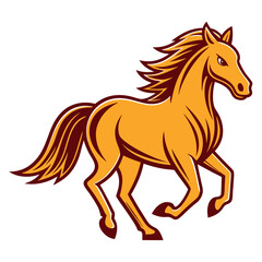Running horse illustration stylized design of a mustang perfect for logo or mascot design