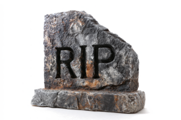 Tombstone with RIP inscription isolated on white background a symbol of death and remembrance