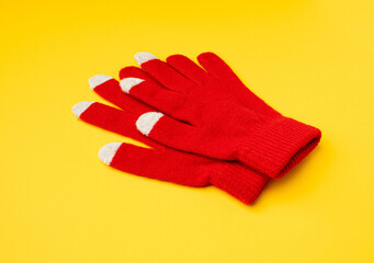Winter Gloves, Touchscreen Wool Glove, Touch Screen Knitted Mittens, Warm Red Gloves