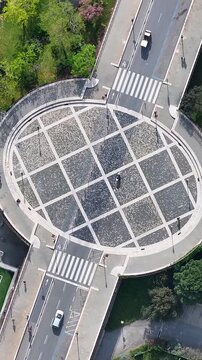 Carrer De Sardenya At Barcelona Spain. Famous Roundabout. Downtown Cityscape. Top View Crossing. Carrer De Sardenya In Spain. Barcelona Street Scene.