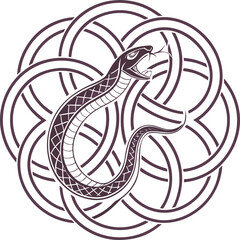 Obraz premium seamless pattern of snake coiled around a Celtic knot vector illustration for tattoo design vintage border designs