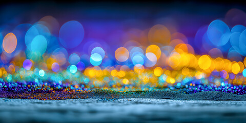 スパンコールが輝く幻想的な木のテーブル背景