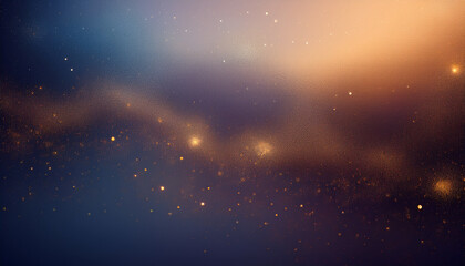 Illustration of abstract universe background with golden dust and stars creates a magical and dreamy atmosphere