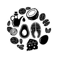 Weight loss diets vector art of collection of healthy fat icons in a circular arrangement
