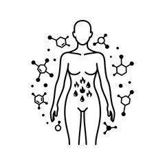 Weight loss diets vector art of human body with fat burning and molecule, representing ketosis