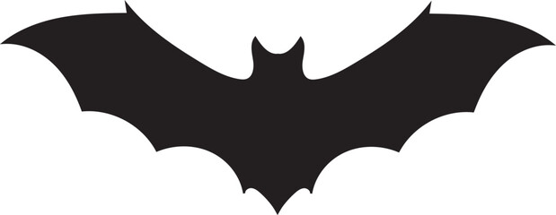 Black Bat Silhouette Spreading Its Wings Against Transparent Backdrop