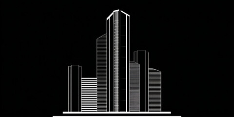 Obraz premium Stylized modern city skyline with skyscrapers illustration.