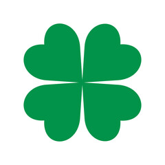 St Patrick's Day. Lucky Four-leaf clover, Green Four leaf clover vector icon. Lucky and happiness concept. Shamrock - green four leaf clover icon. Good luck theme design element.