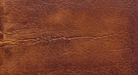 Fototapeta premium Close up textured leather surface with detailed grain and brown tones