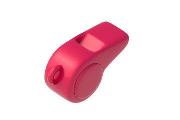 Red whistle isolated on white background. Sports equipment. 3d render