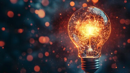 Creative fire explosion inside bulb high resolution picture