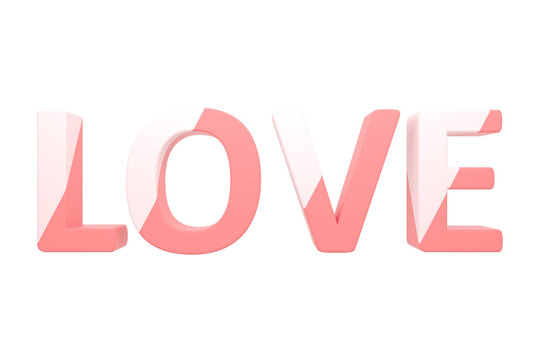 Love Text Design in White and Pink Colors