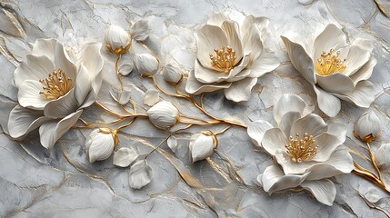 Luxurious 3D blossom wall design high resolution picture