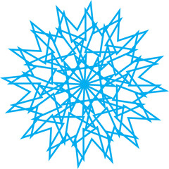 Spiky Blue Snowburst Mandala Winter Emblem