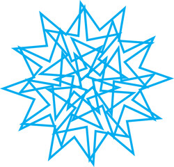 Spiky Blue Snowburst Mandala Winter Emblem