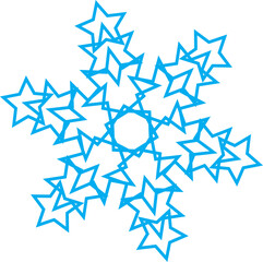 Blue Star Snowflake Radiant Winter Ornament Design
