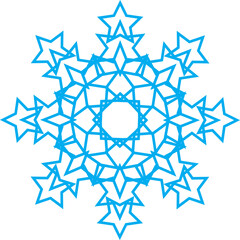 Blue Star Snowflake Radiant Winter Ornament Design