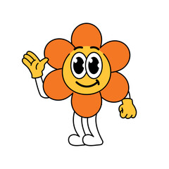 greeting Flower mascot. Flower character mascot