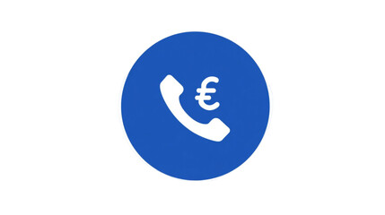 Telephone handset icon with Euro currency symbol inside a blue circle.