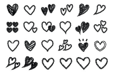 Vector art of hand drawn heart shapes
