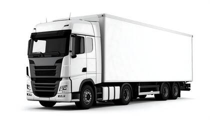 White semi-truck, isolated
