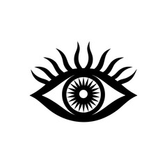 Stylized eye with sun-like lashes silhouette