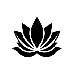 Stylized black lotus flower design silhouette