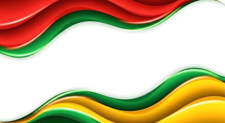 Abstract Wavy Background with Red Green and Yellow Gradient