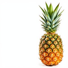 Fototapeta premium Ripe, juicy pineapple isolated on white background. Perfect for tropical themes, healthy food, and summer recipes, still life, bright, summer