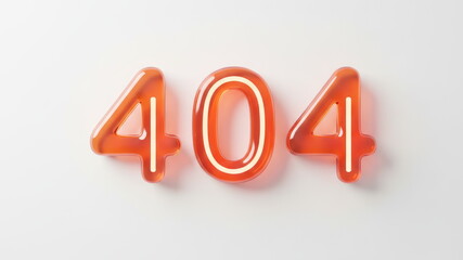 Bright Orange Neon 404 Sign With Glow, Modern Display On White Background