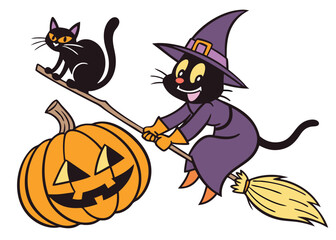 halloween cat with pumpkin