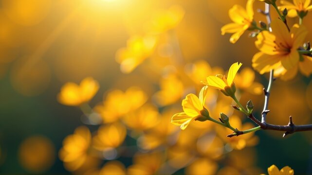 Abstract blurry bright yellow background, ideal for spring or summer designs, evokes sunshine and warmth, positive, bright, happy