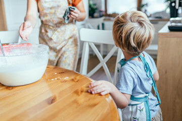family learning at home during maternity leave concept