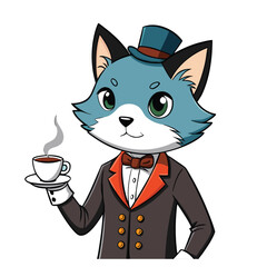 Anthropomorphic Cat in Suit Vector