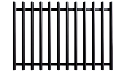 Transparent Png of a Modern Metal Grid, Sleek Reflective Vertical and Horizontal Bars, Minimalist Design Element, Industrial Aesthetic