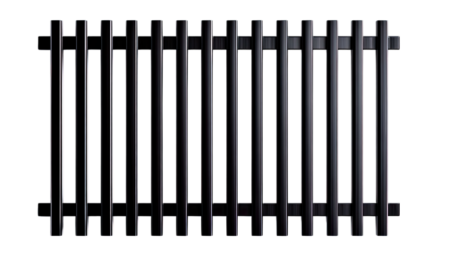 Transparent Png of a Modern Dark Metal Grating, an Abstract Industrial Structure Reflecting Light with Subtle Chromatic Aberrations, Architectural Design Element
