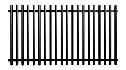 Transparent Png of a Modern Metallic Fence Segment, Featuring Strong Vertical Slats and Horizontal Supports, a Clean Architectural Barrier Element