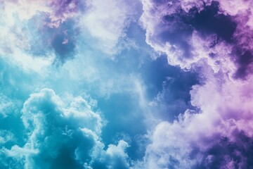 Dreamy Summer Sky with Emerald and Violet Clouds