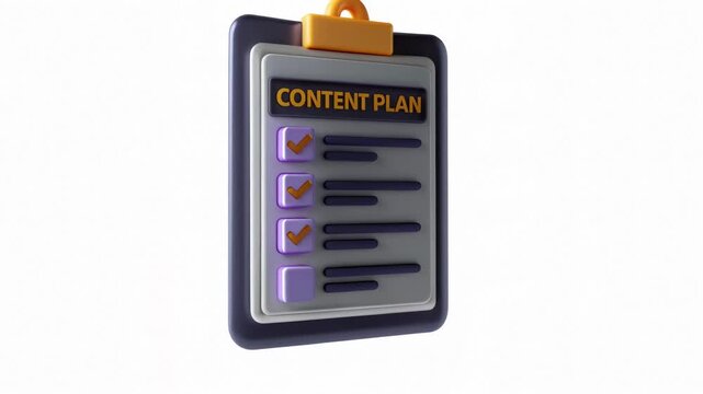 A colorful checklist for a content plan, featuring checkboxes and a modern design on a clipboard.